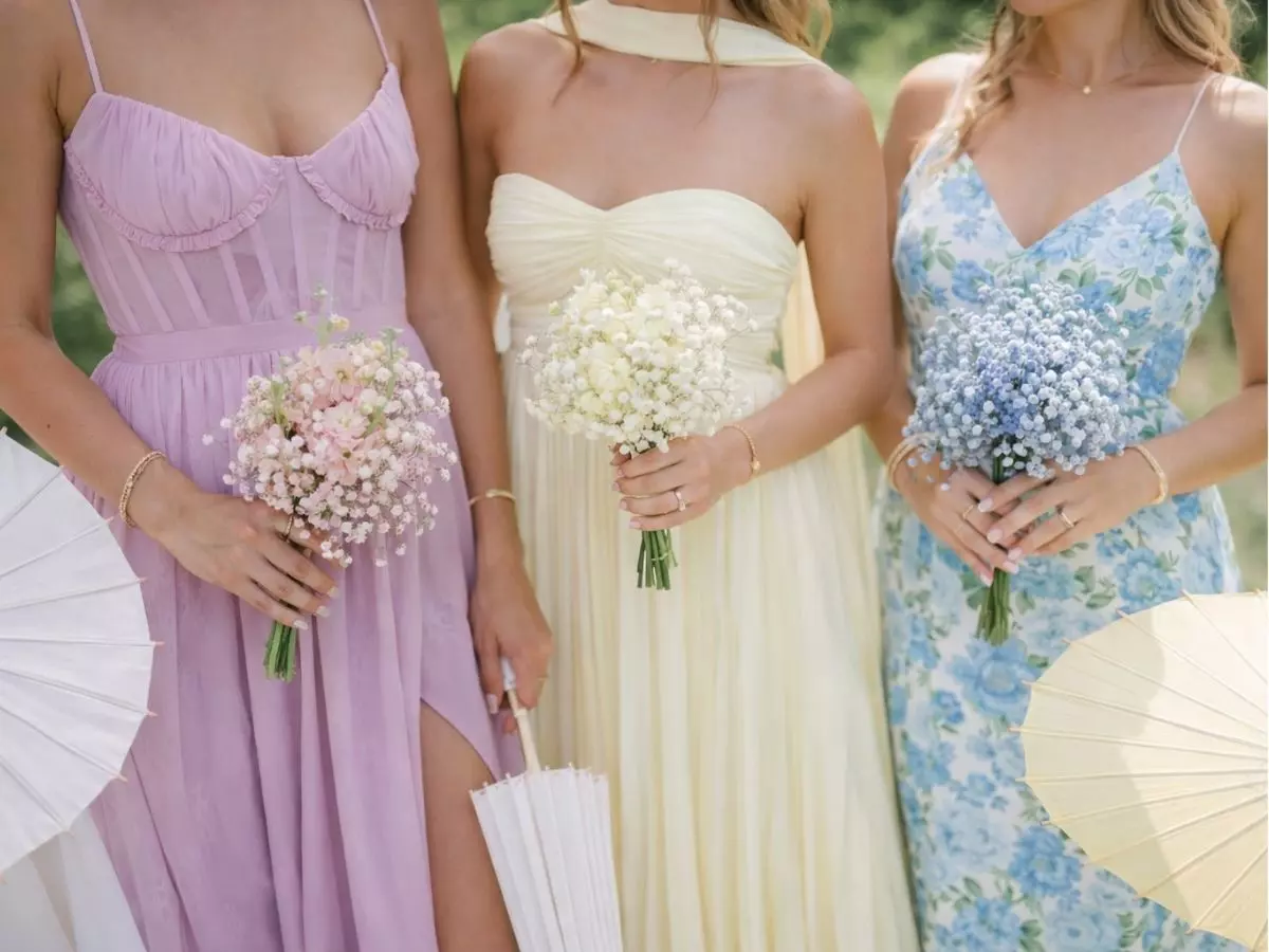 exemplos de como combinar vestidos no casamento, variações de cores
