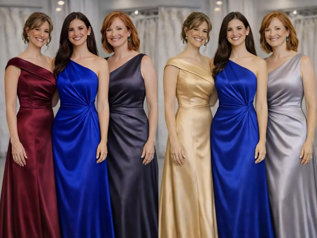 Vestido azul royal em look harmonizado para cerimônia