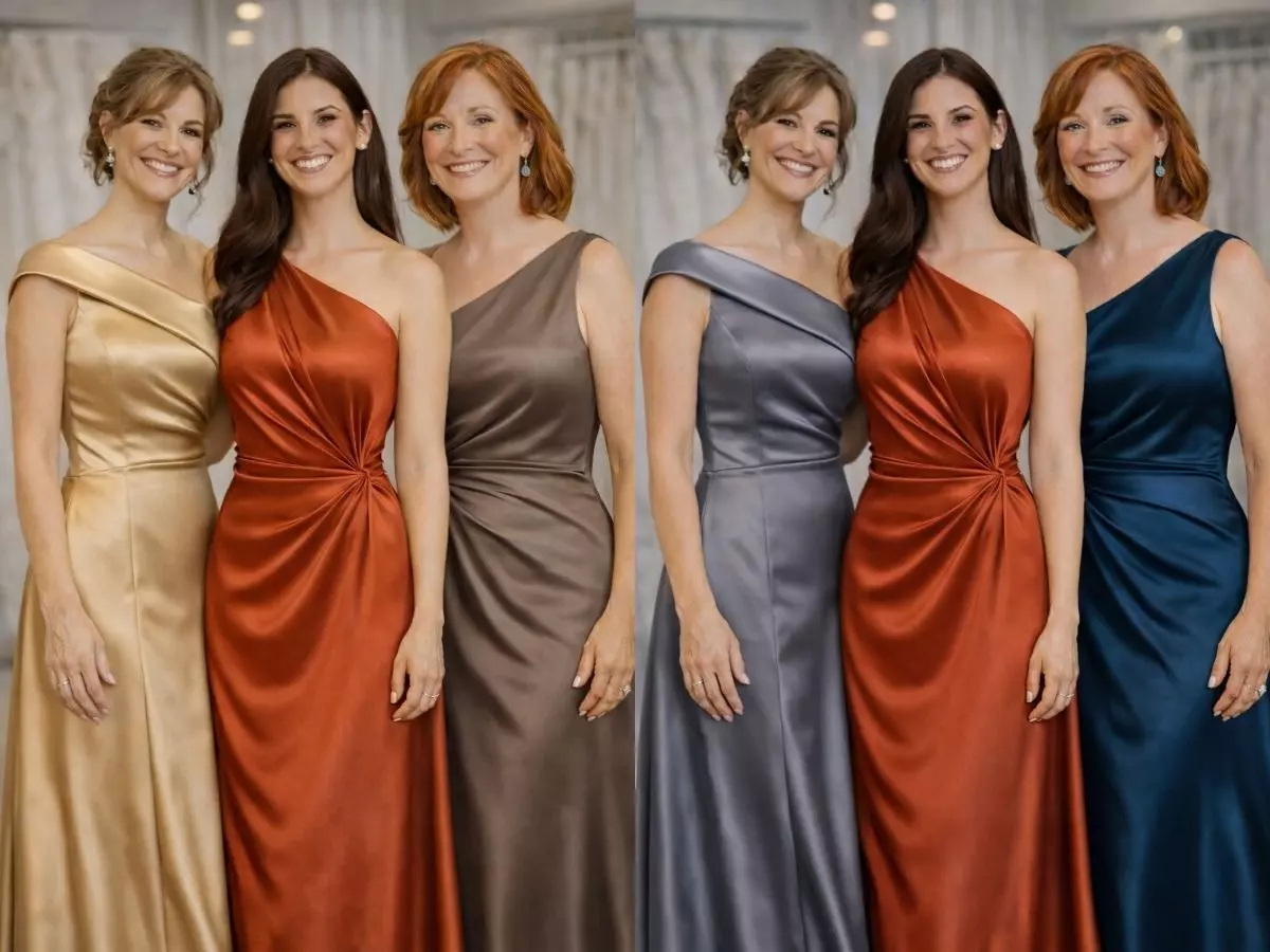 Vestido terracota em look harmonizado para cerimônia