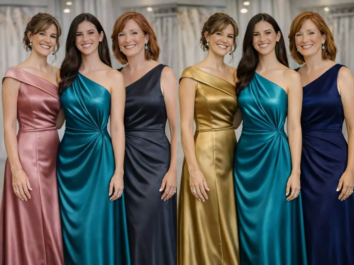 Vestido teal em combinação elegante para casamento